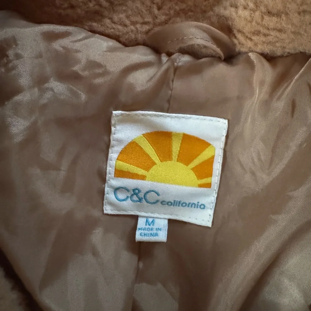 C&C California Teddy Sherpa Coat – Camel Brown – Longline - Picture 6 of 8